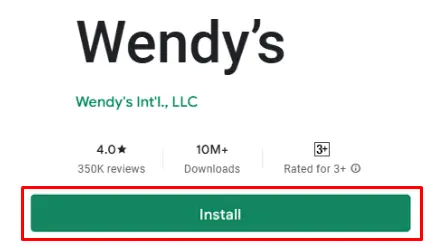 Install button on the app store